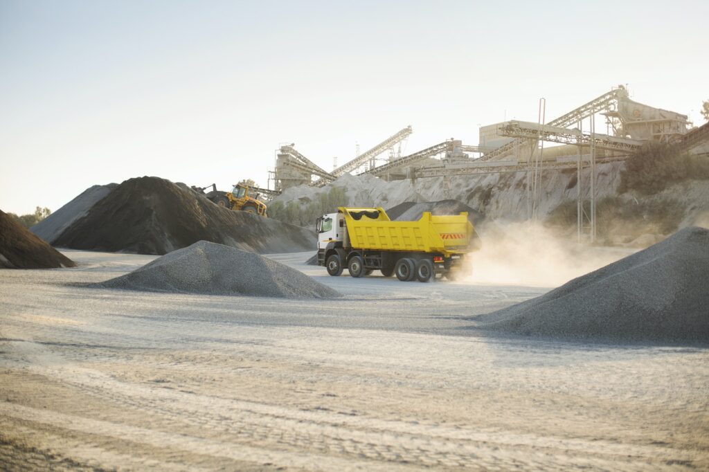 Dump truck at quarry